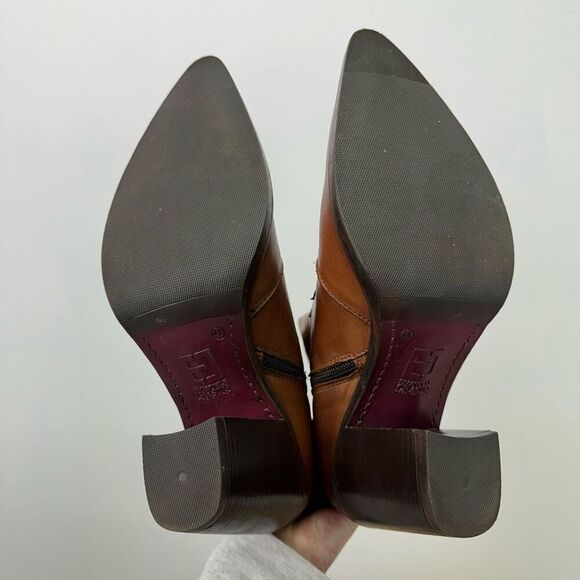 Emanuele Crasto Made in Italy Women’s Leather Cognac Brown Heel Mid Calf Western - Picture 7 of 13